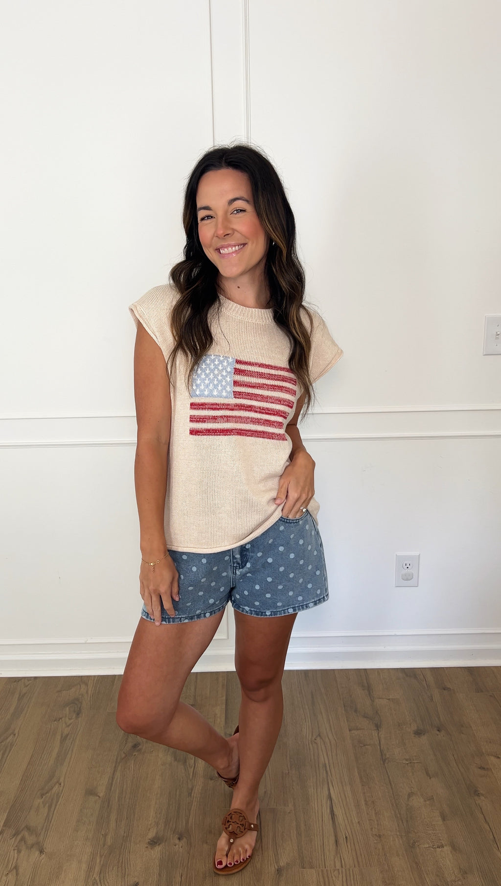 Distressed Flag Sweater - Cream