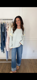 Blair Oversized Striped Sweater - Cream/Chambray