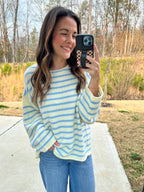 Blair Oversized Striped Sweater - Cream/Chambray