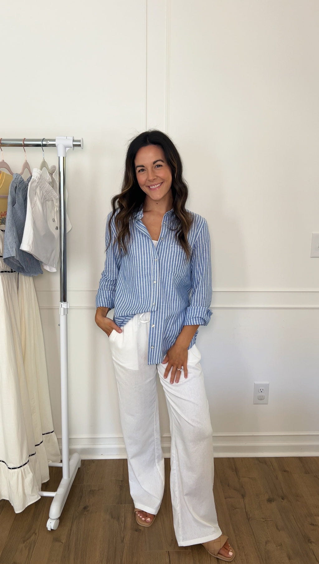 Coastal Striped Linen Shirt - Blue