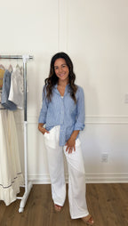 Coastal Striped Linen Shirt - Blue