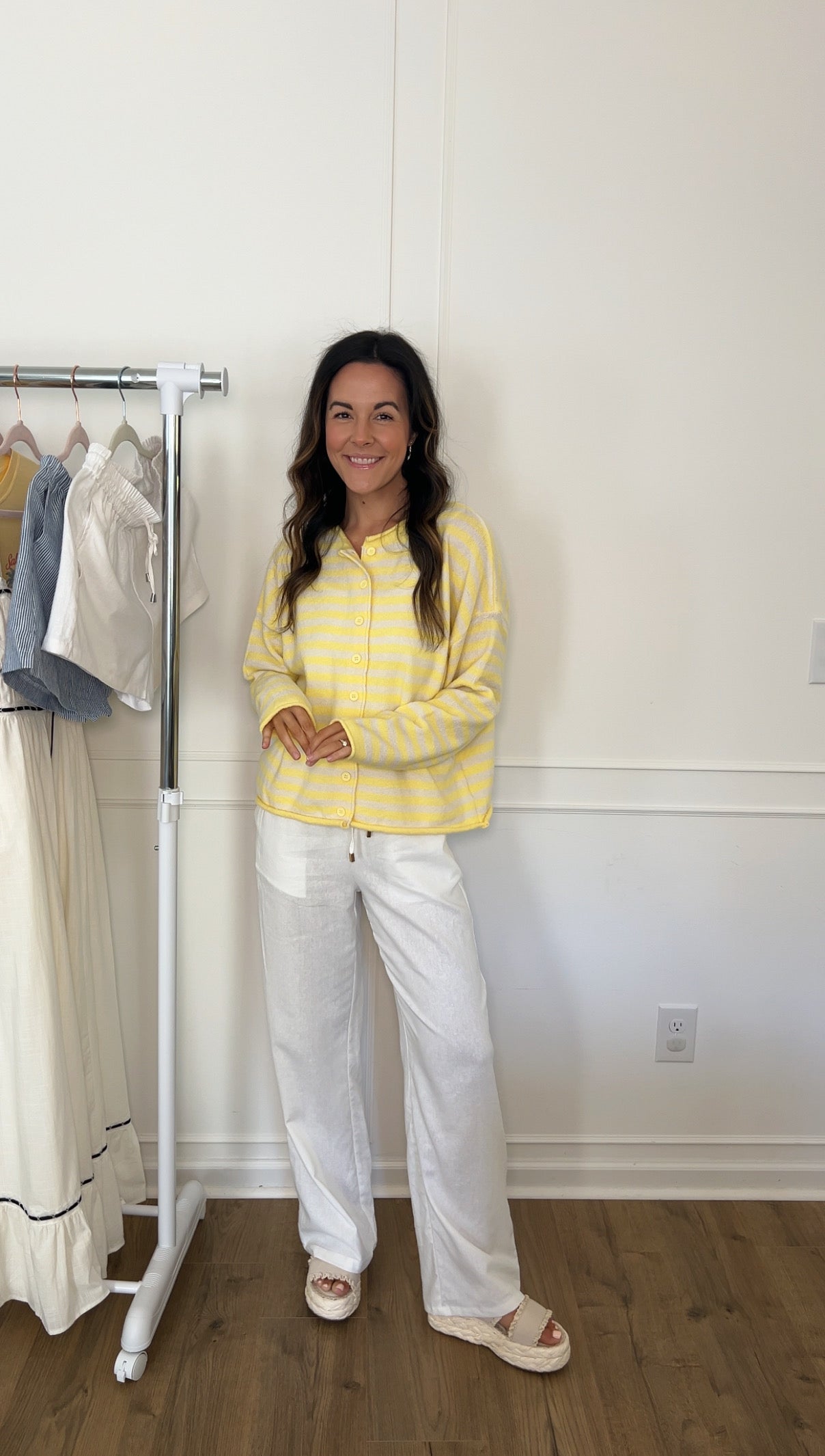 Summer Striped Cardigan - Light Yellow