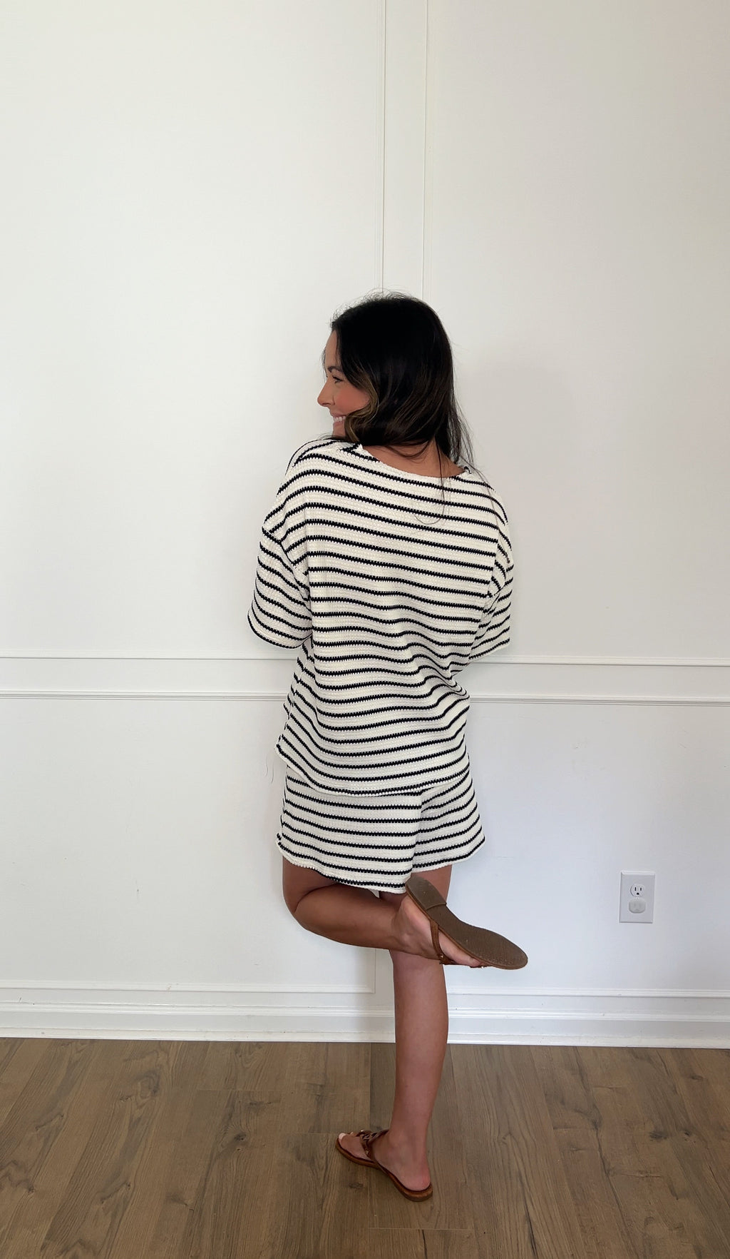Sutton Knit Oversized Top - Navy/White