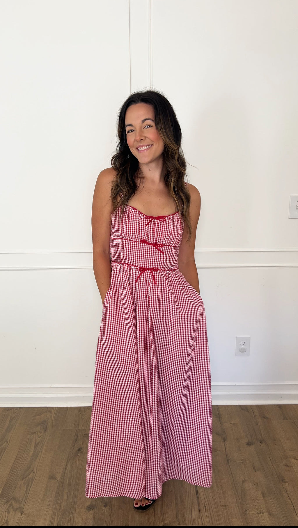 Picnic Bow Dress - Red