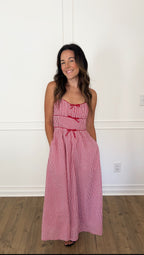 Picnic Bow Dress - Red