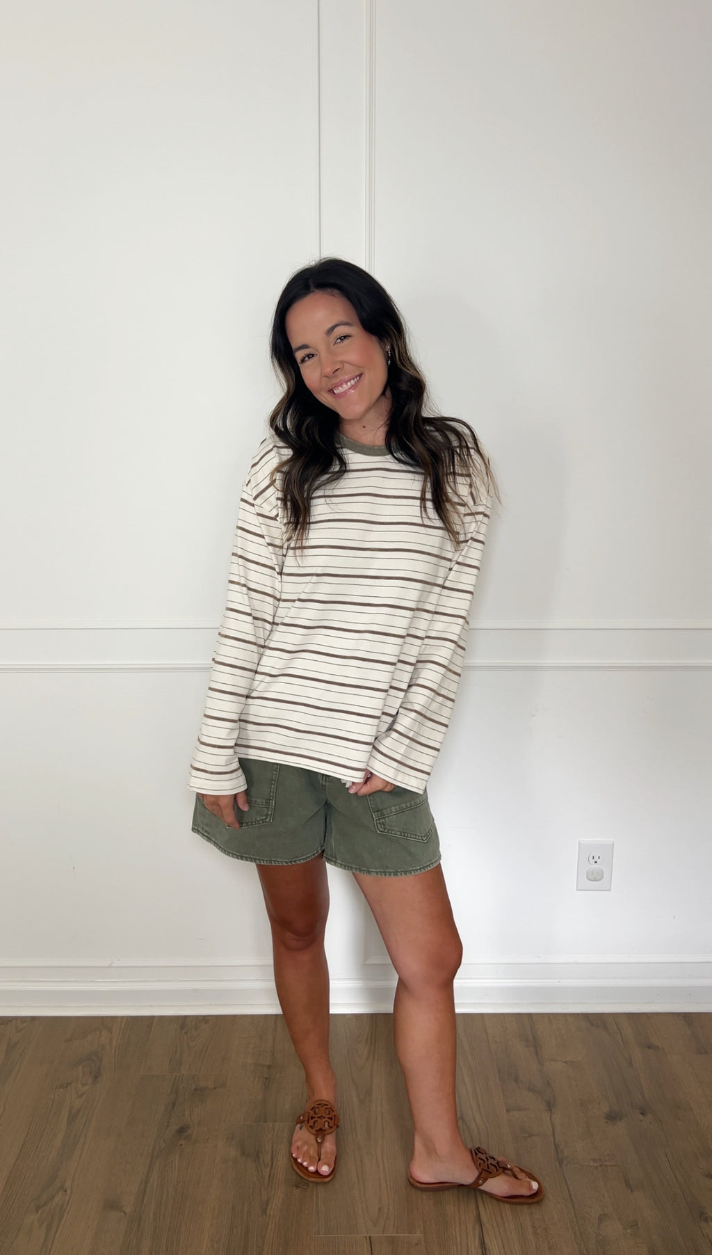 Miranda Striped Shirt - Brown/Olive