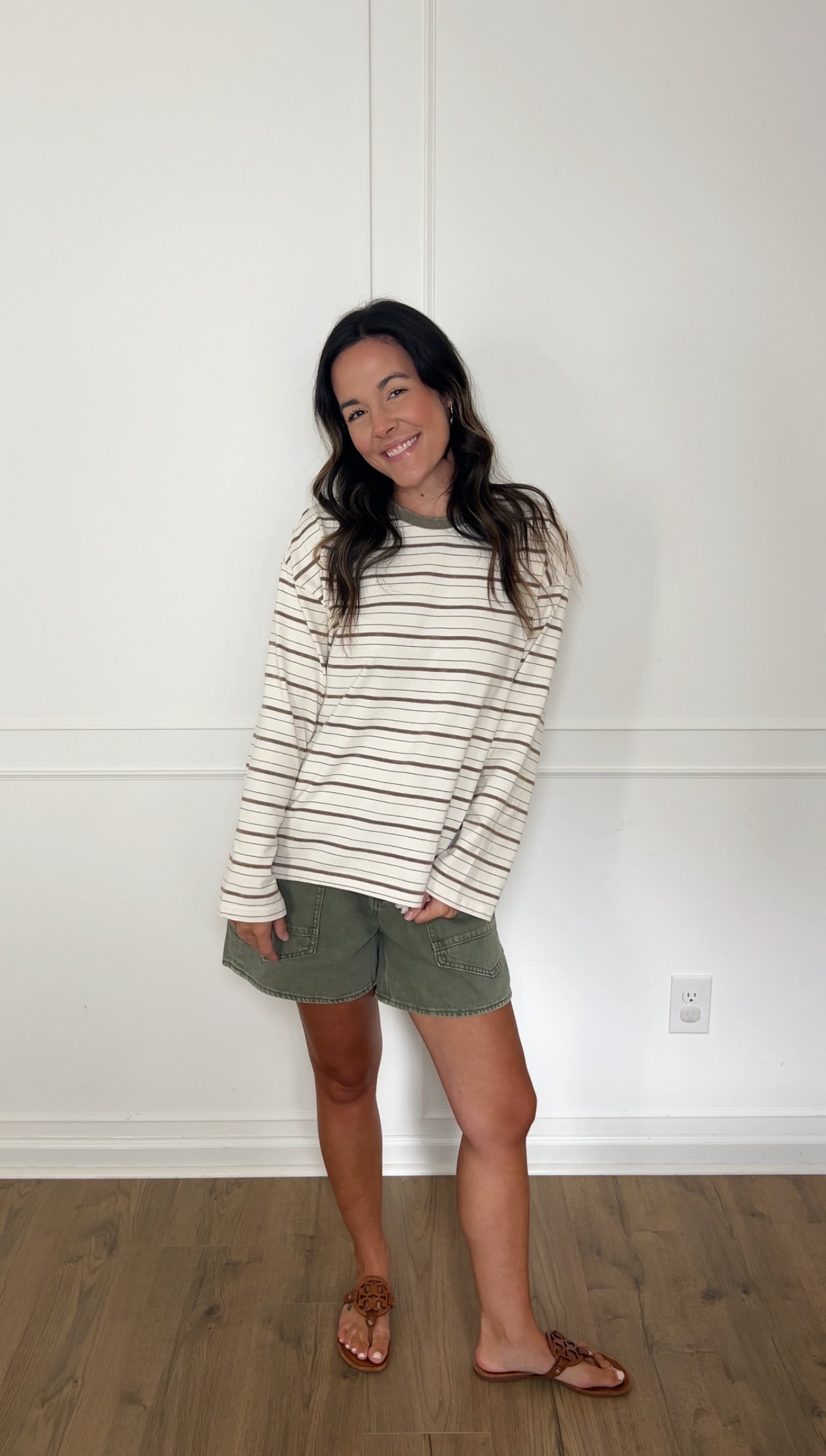 Miranda Striped Shirt - Brown/Olive