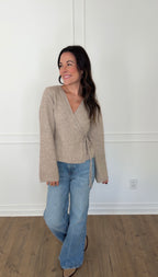 Wren Wrap Tie Sweater - Taupe