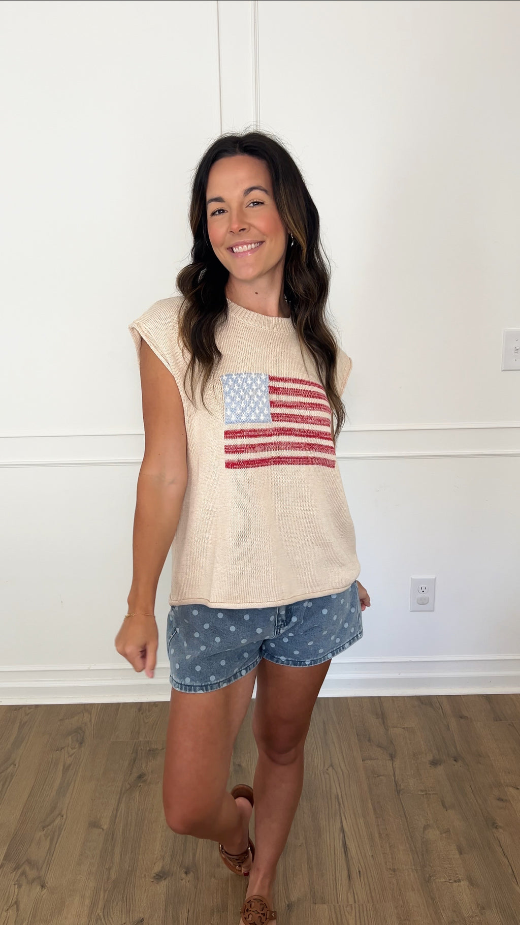 Distressed Flag Sweater - Cream