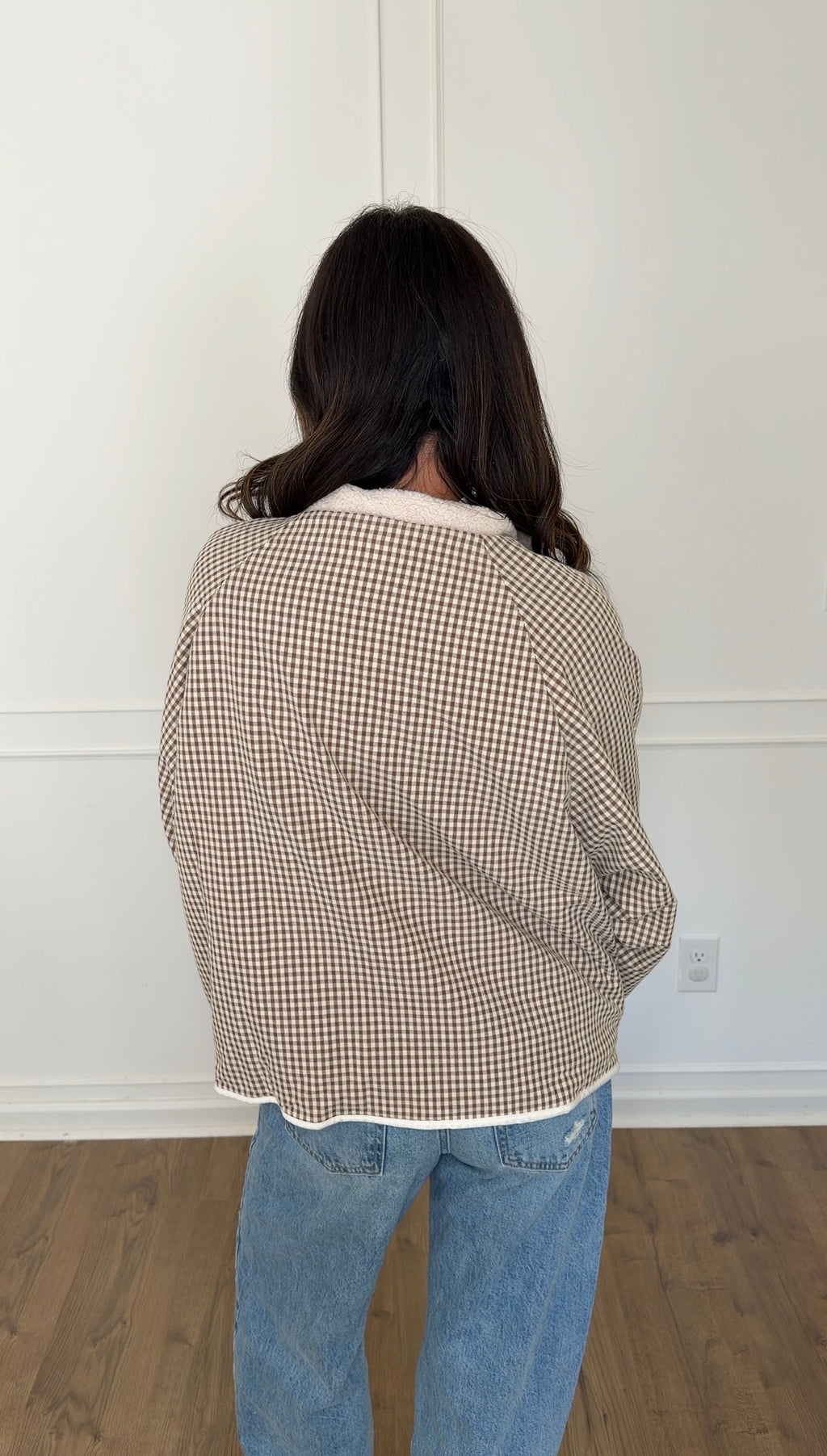 Reversible Gingham Jacket - Cream/Brown