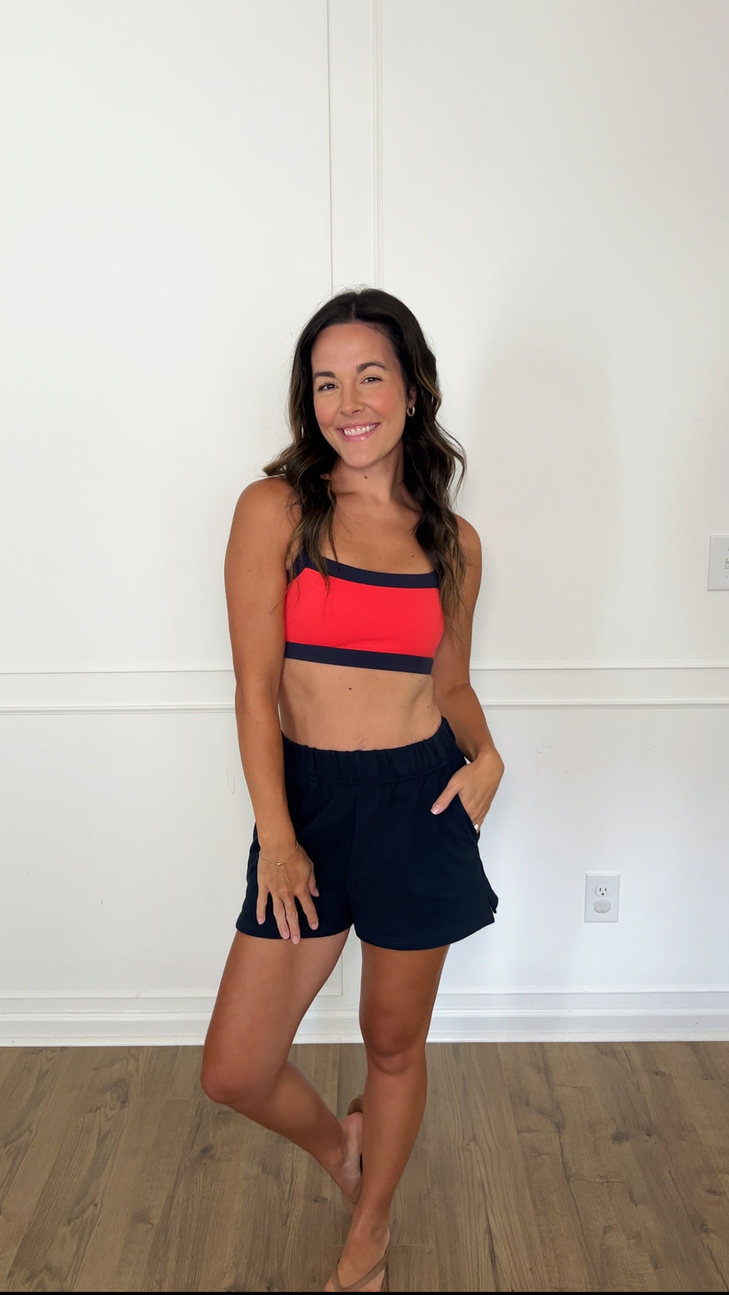 Contrast Block Sports Bra - Blood Orange
