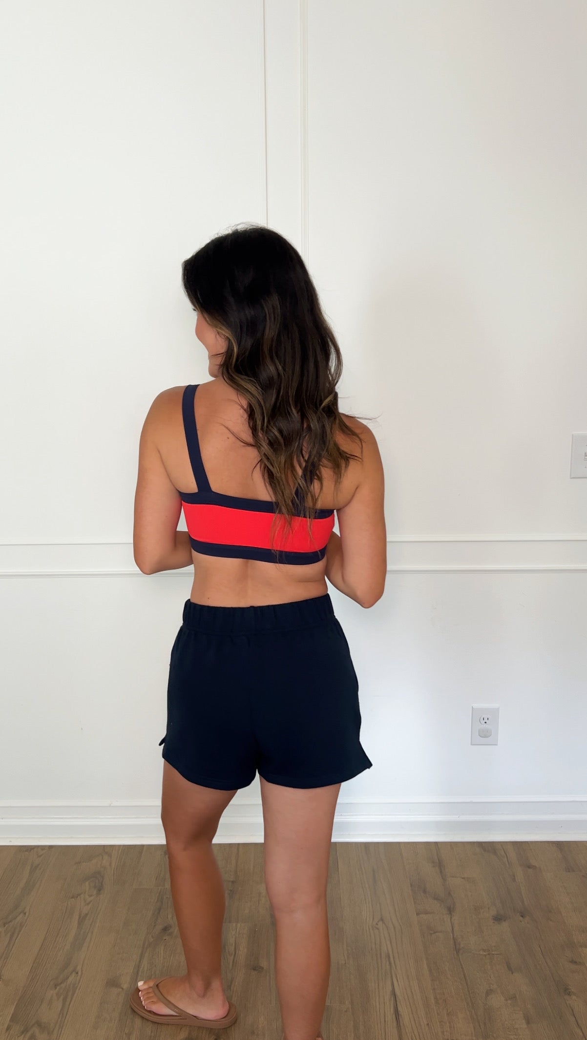 Contrast Block Sports Bra - Blood Orange