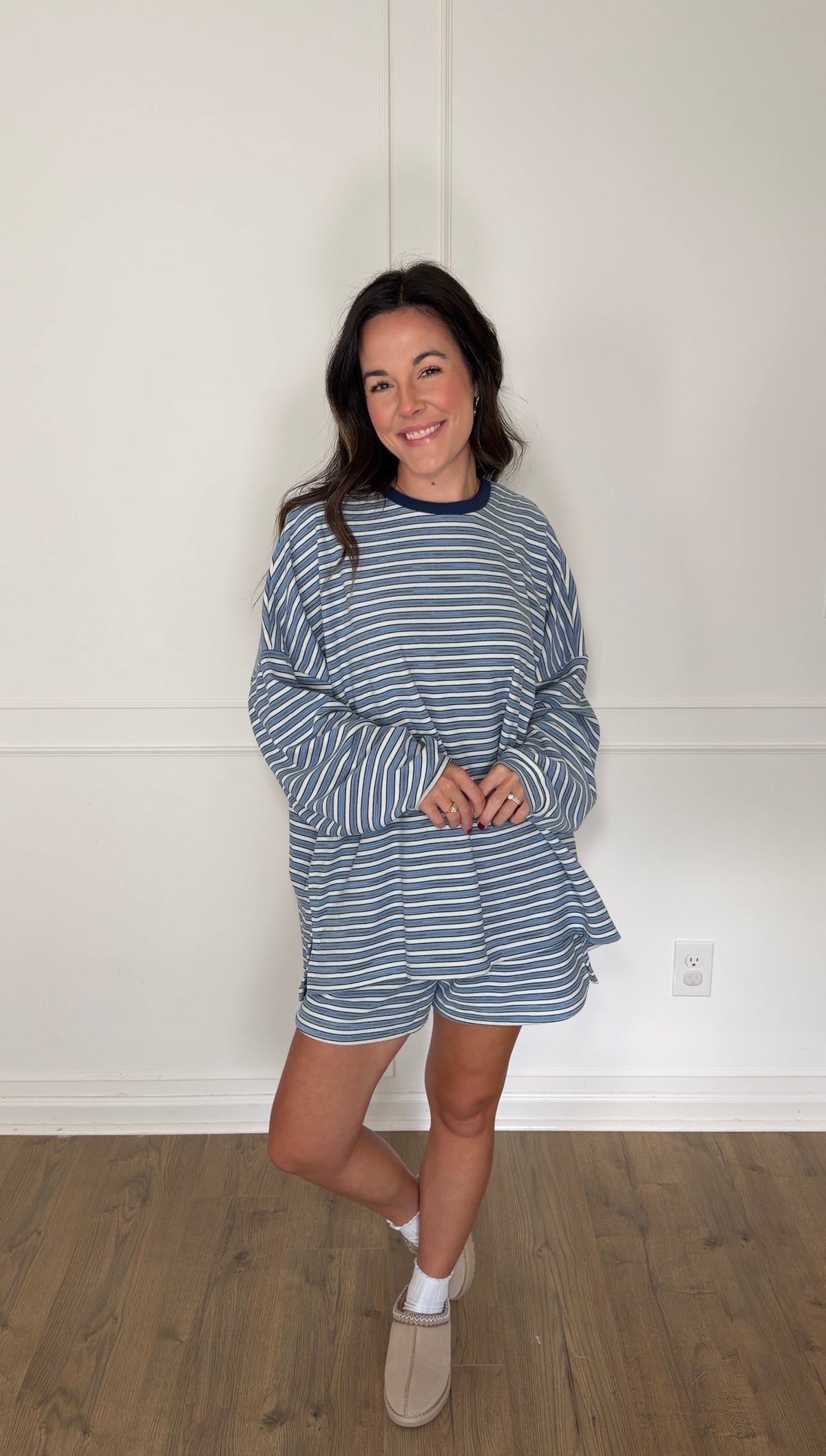 Morgan Oversized Long Sleeve Top - Blue