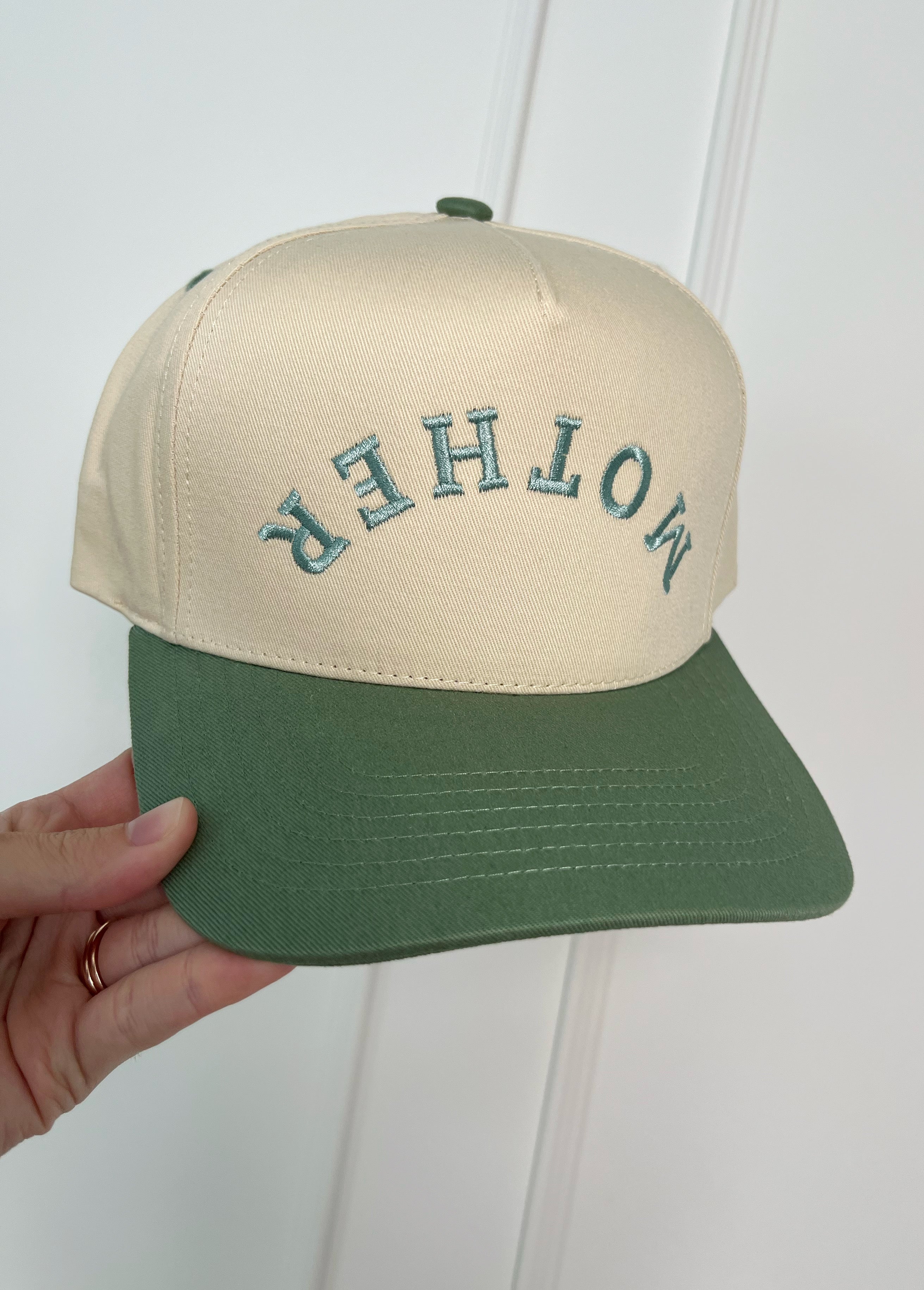 Mother Upside Down Embroidered Trucker Hat - Sage