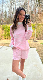 Kelsey Striped Shorts Set - Pink/White