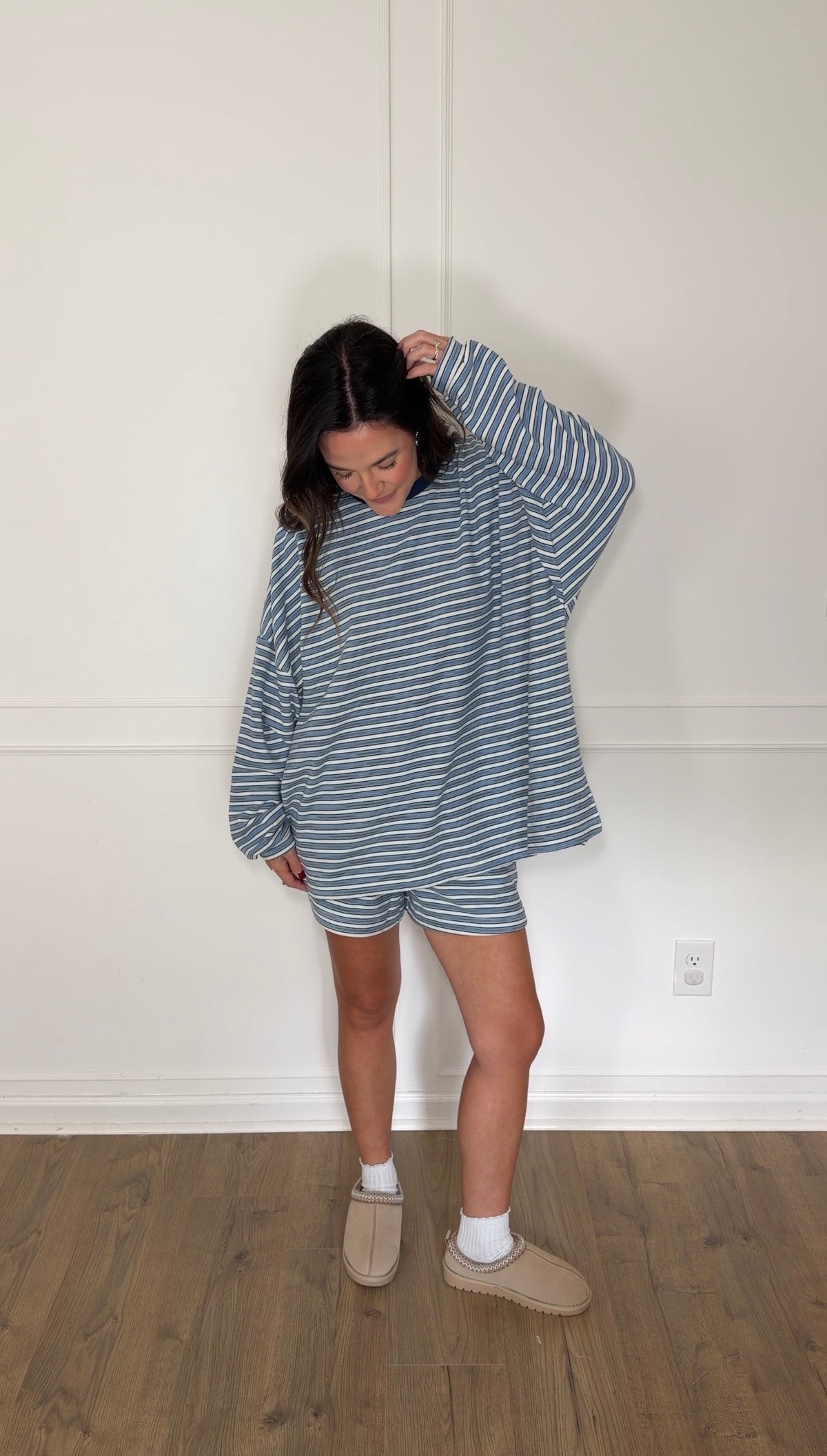 Morgan Oversized Long Sleeve Top - Blue