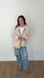 Reversible Gingham Jacket - Cream/Brown