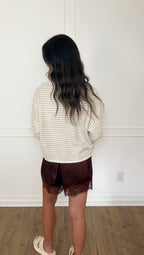 Chloe Lace Trim Shorts - Chocolate