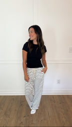 Dylan Striped Wide-Leg Pants - Black/White