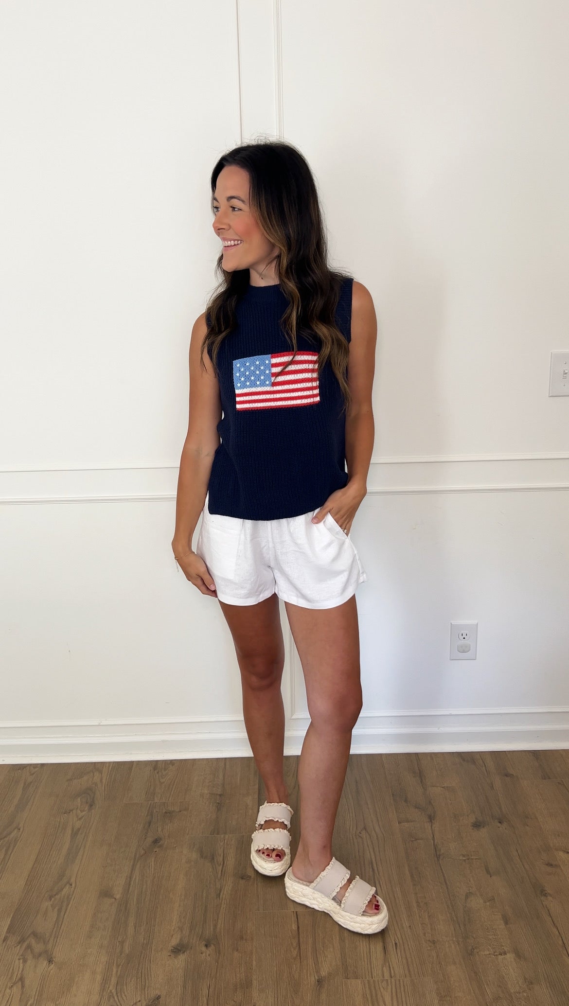 Knit Flag Sweater - Navy
