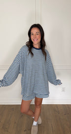 Morgan Oversized Long Sleeve Top - Blue