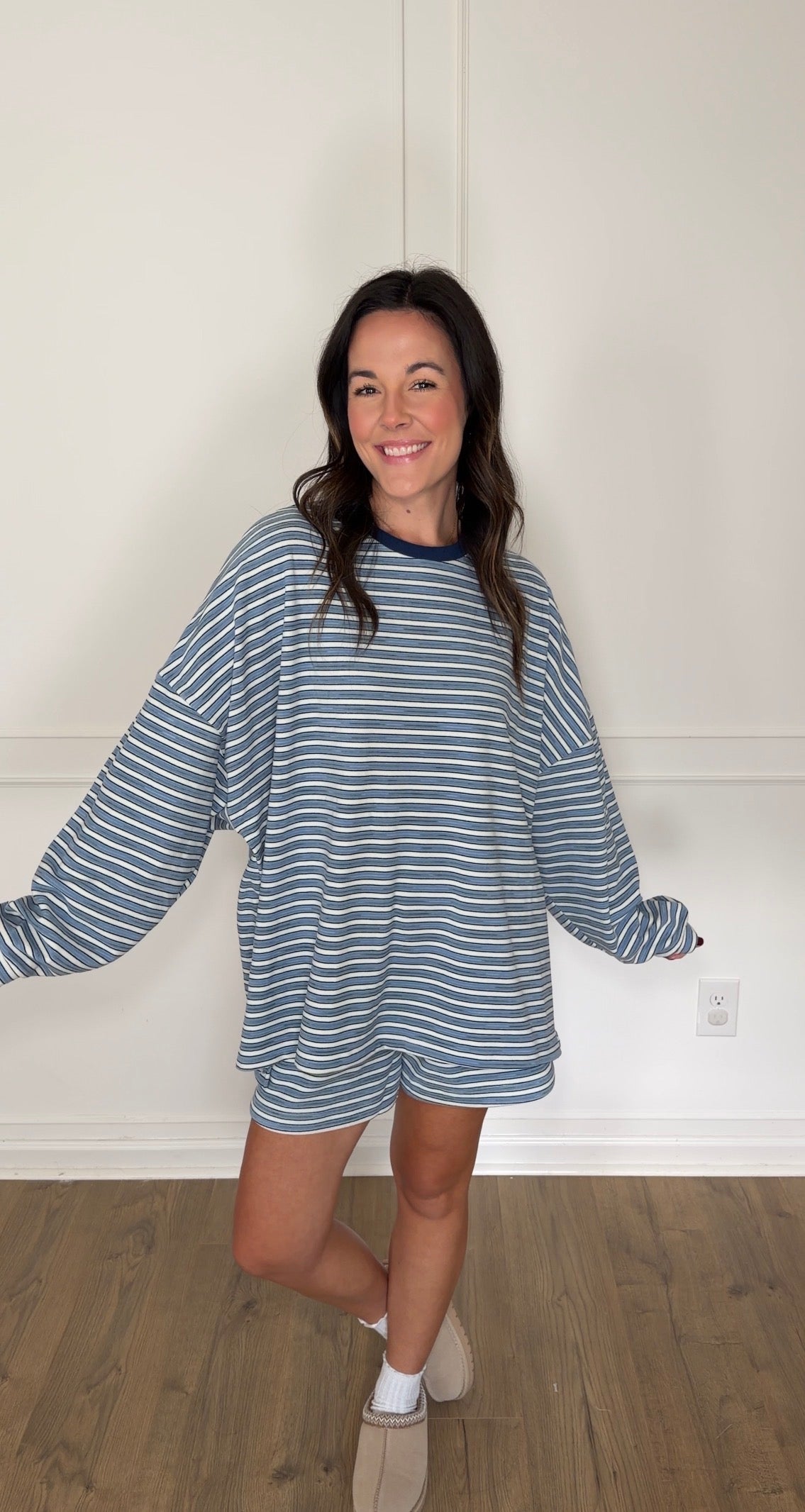Morgan Oversized Long Sleeve Top - Blue