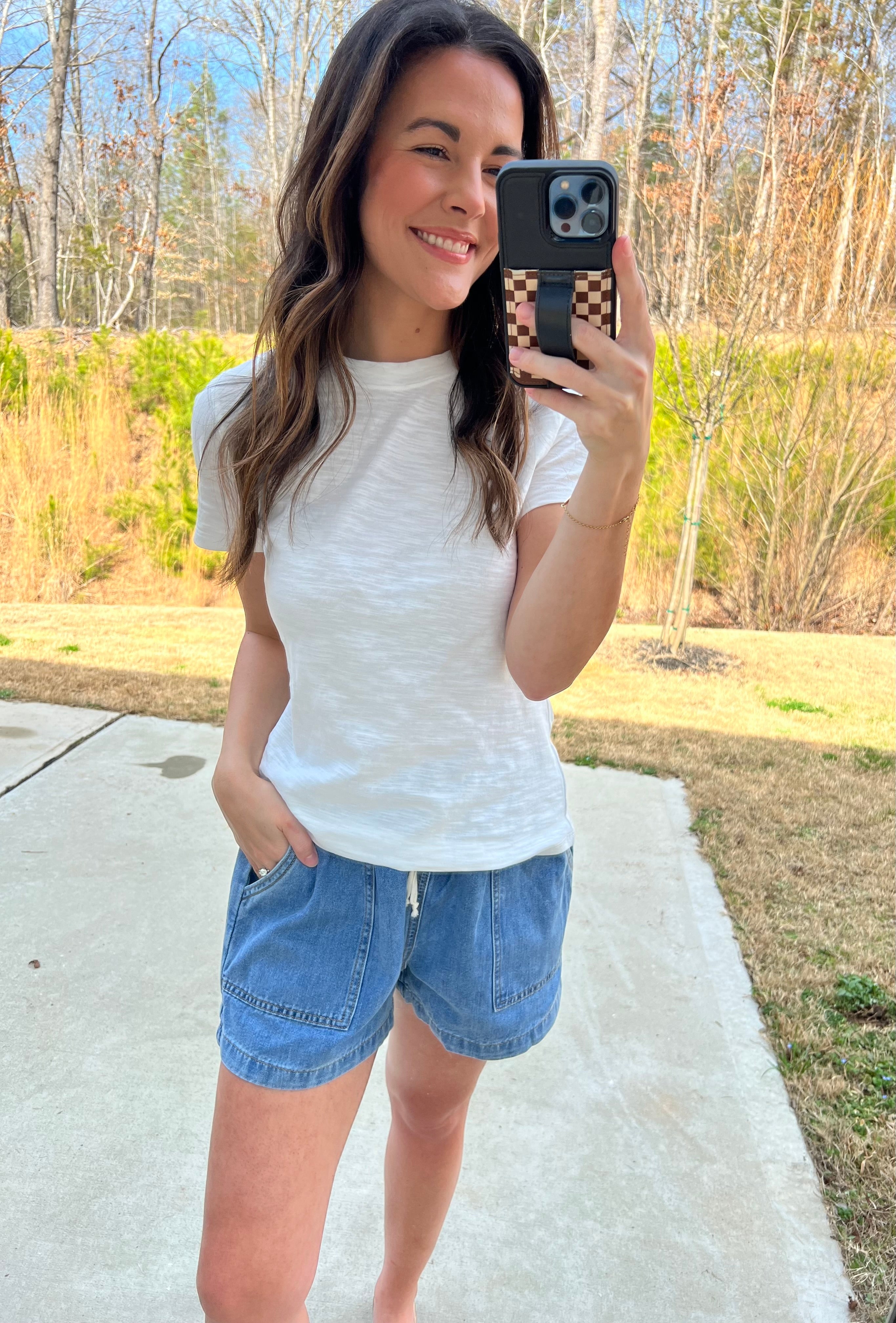 Fallon Drawstring Shorts - Light Wash