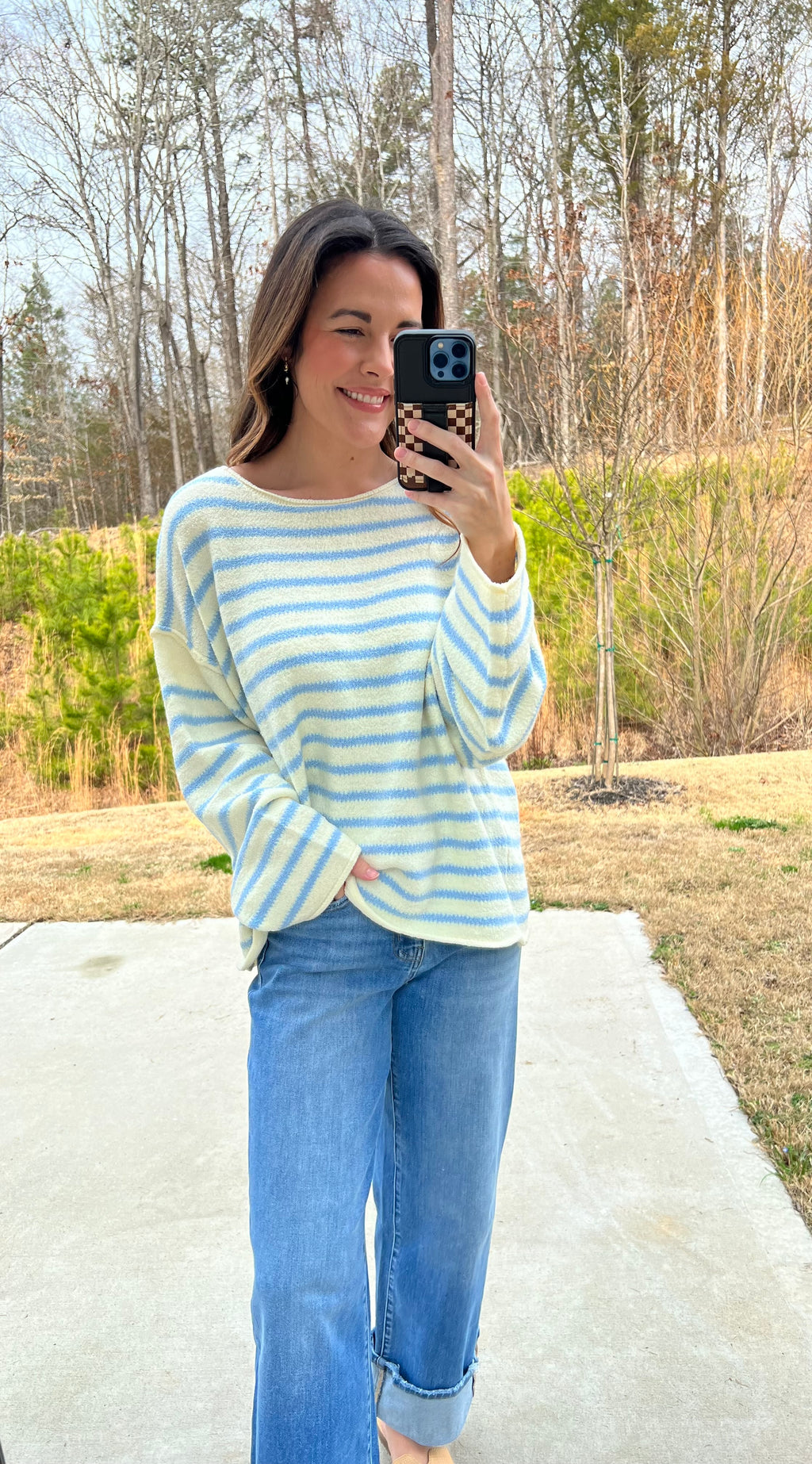 Blair Oversized Striped Sweater - Cream/Chambray