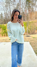 Blair Oversized Striped Sweater - Cream/Chambray