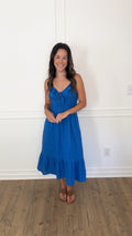 Rainy Ruffle Midi Dress - Cobalt
