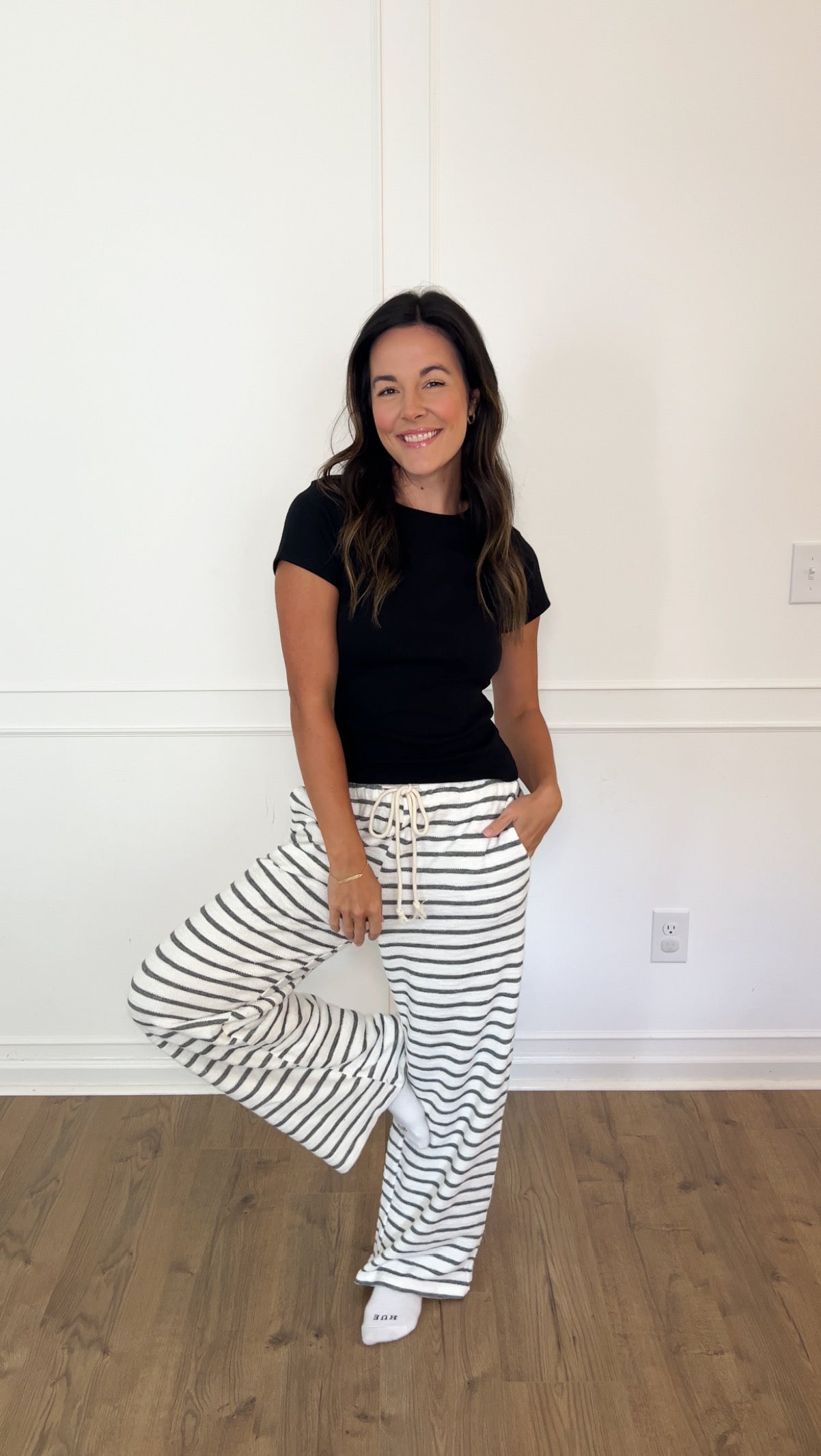 Dylan Striped Wide-Leg Pants - Black/White