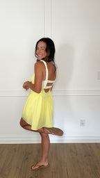 Double Layered Gingham Athletic Dress - Lemon
