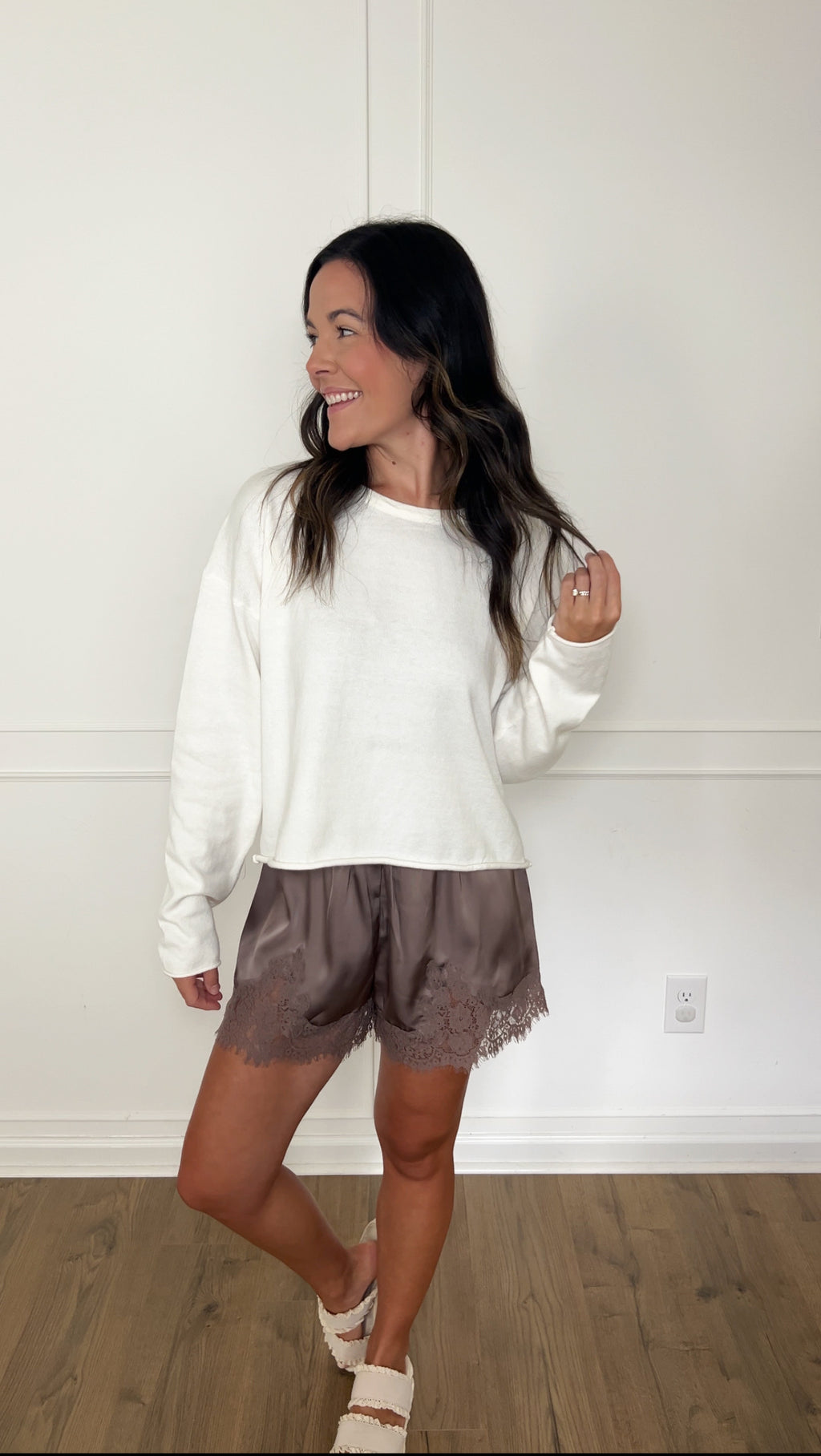 Lydia Rolled Hem Sweater - Off White