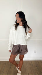 Lydia Rolled Hem Sweater - Off White