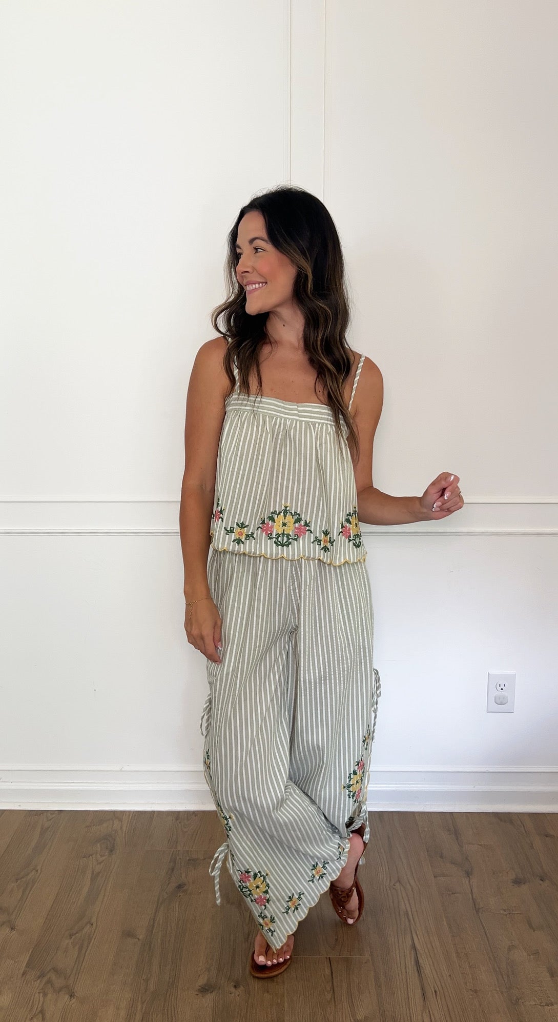Dakota Floral Embroidered Top - Sage