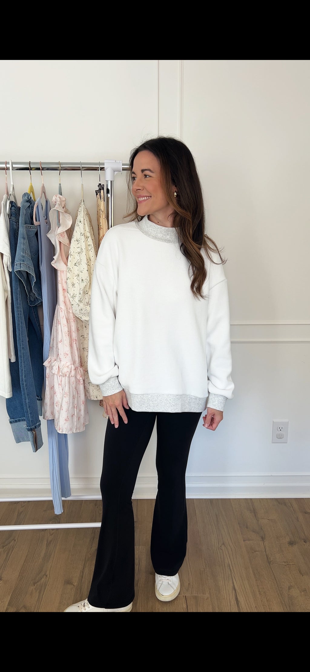 Amber Reversible Mock Neck Sweatshirt - Light Grey