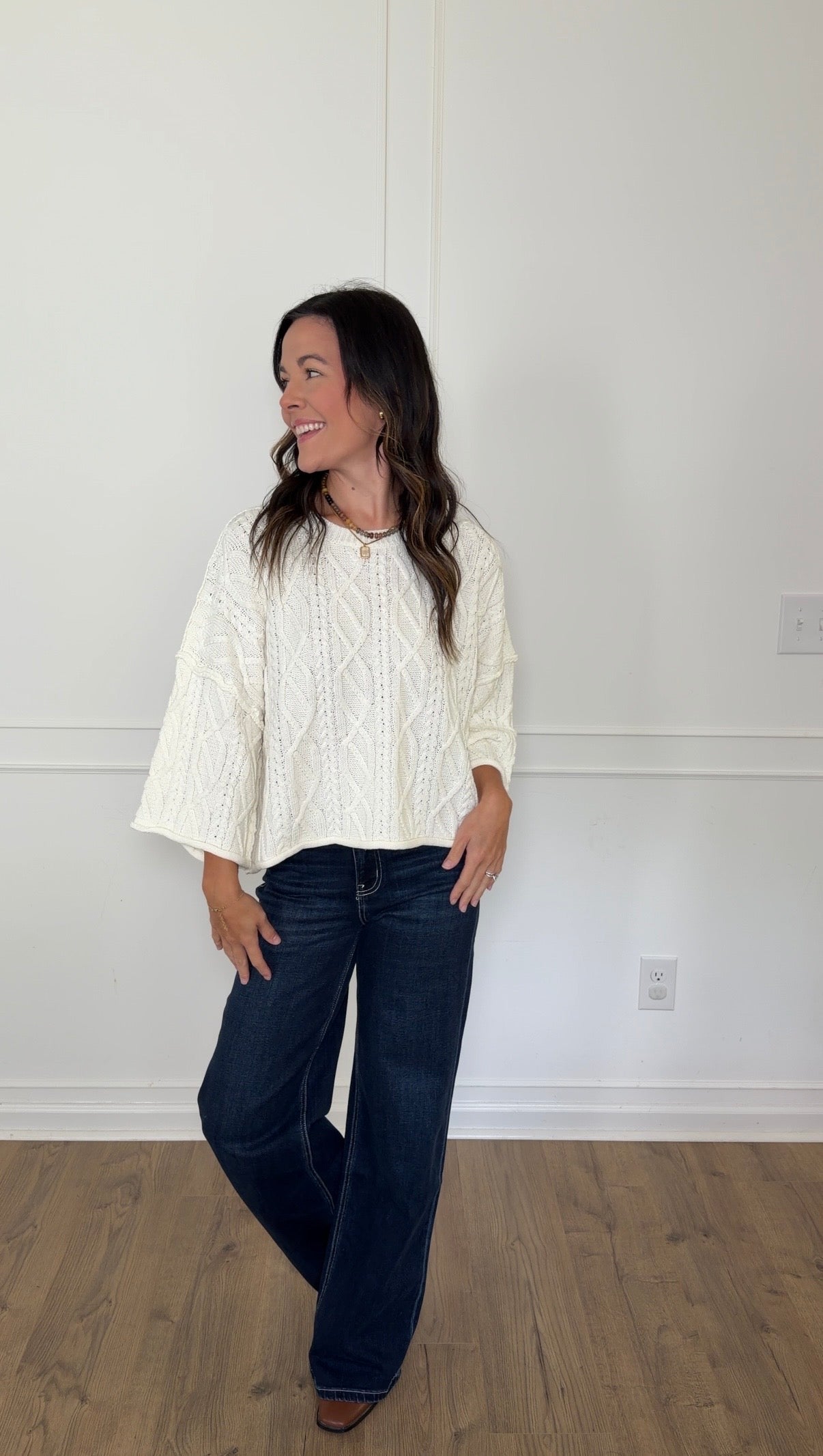 Carmen Cable Knit Sweater - Cream
