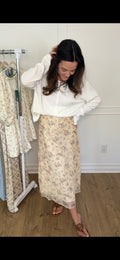 Pressley Floral Midi Skirt - Buff Yellow