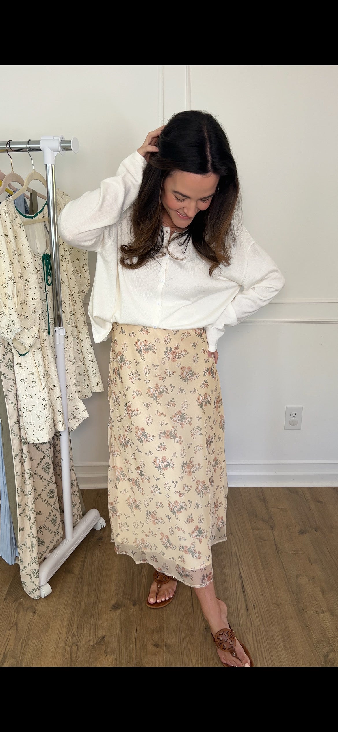 Pressley Floral Midi Skirt - Buff Yellow