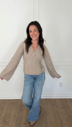 Wren Wrap Tie Sweater - Taupe