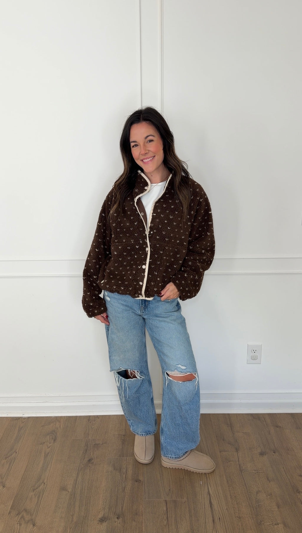 Polka-Dot Sherpa Jacket - Chocolate