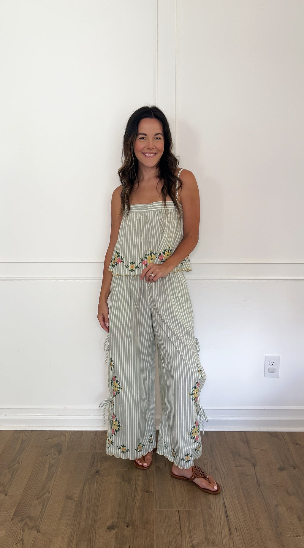 Dakota Floral Embroidered Top - Sage