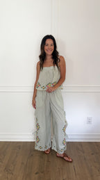 Dakota Floral Embroidered Top - Sage