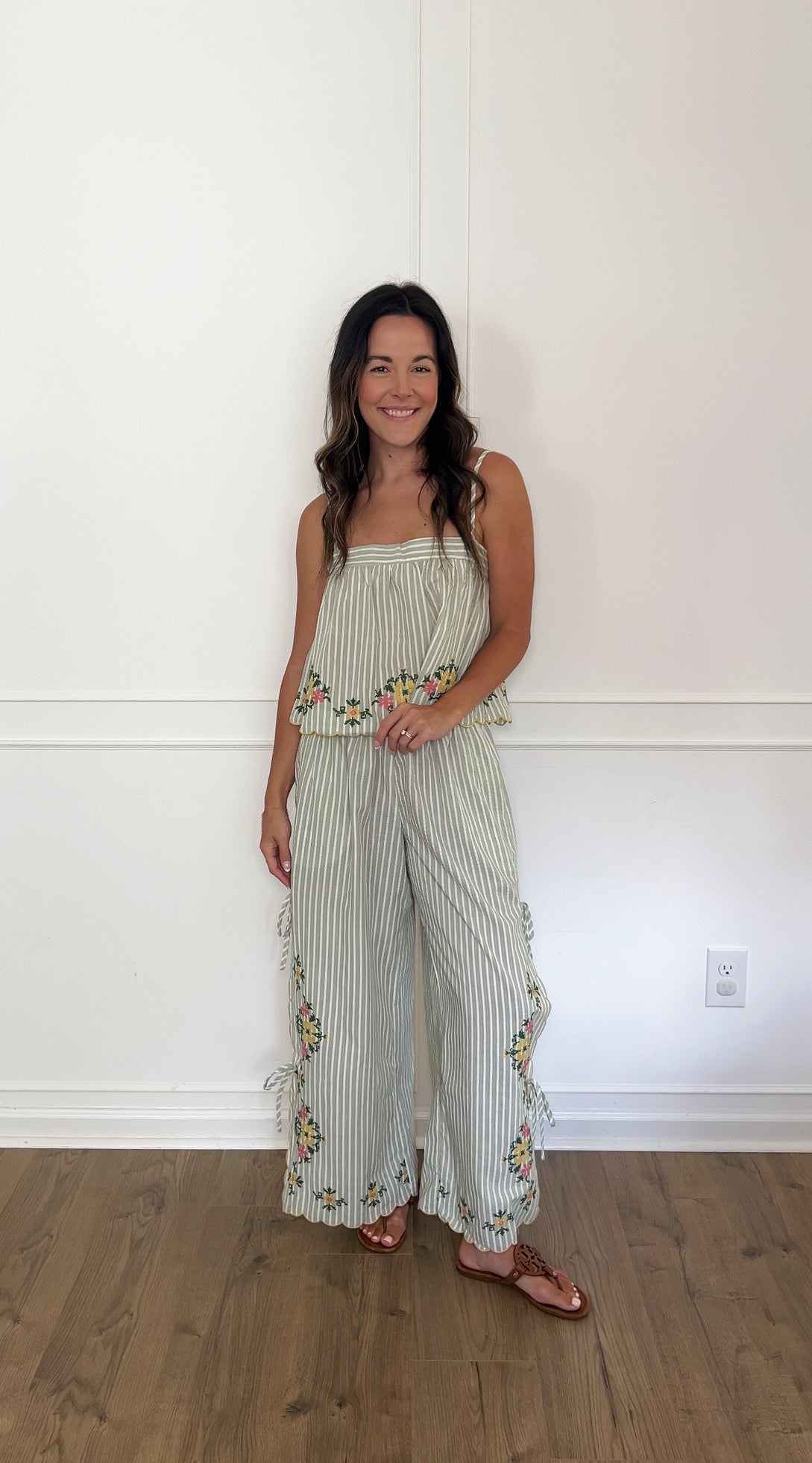 Dakota Floral Embroidered Top - Sage