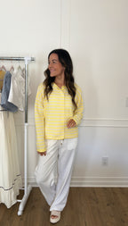 Summer Striped Cardigan - Light Yellow