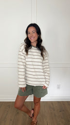 Miranda Striped Shirt - Brown/Olive