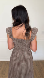 Taylor Checked Ruffle Midi Dress - Cocoa