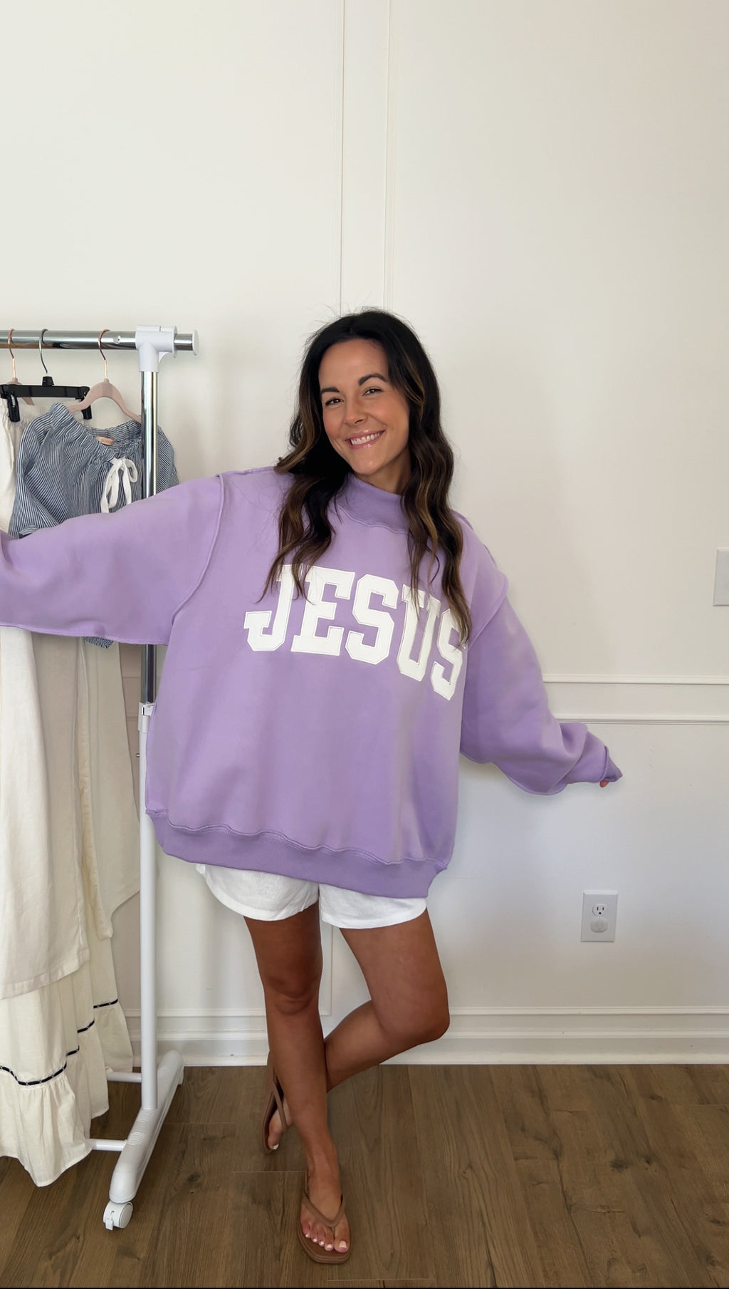 Jesus Mock Neck - Lavender