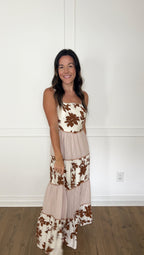 Autumn Florals Midi Dress - Mocha