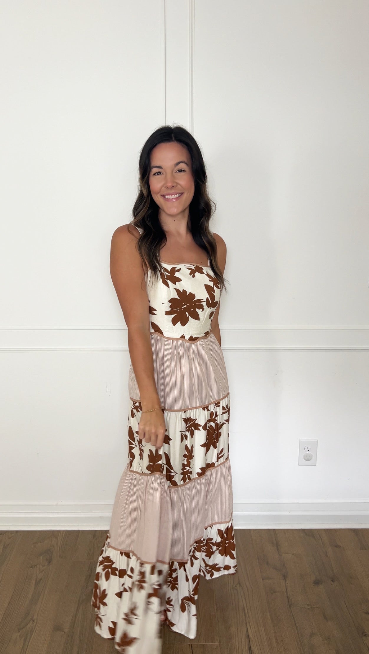 Autumn Florals Midi Dress - Mocha